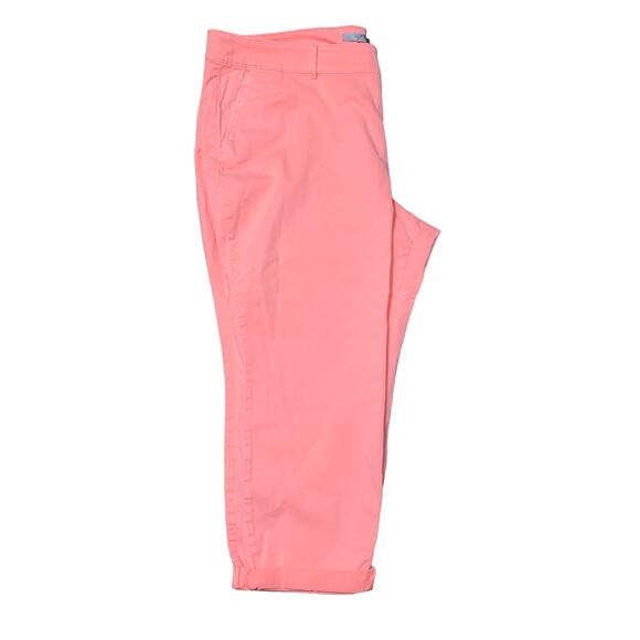 Loft Plus Marisa Cuffed Cropped Bright Neon Coral Pants NWTs size 26 Plus - Picture 2 of 9